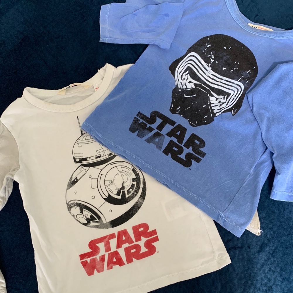 2 Star Wars t shirts for boys